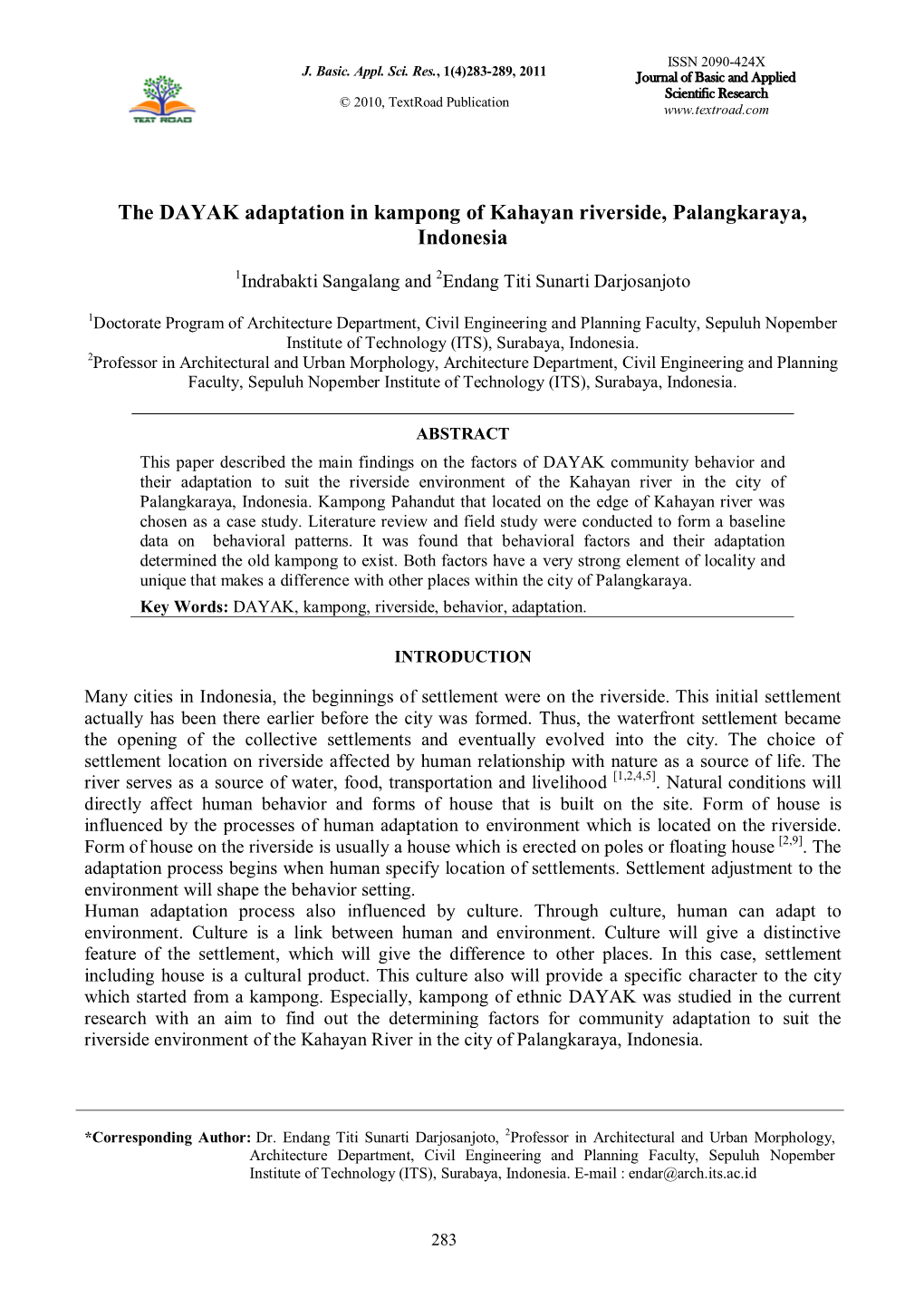 The DAYAK Adaptation in Kampong of Kahayan Riverside, Palangkaraya, Indonesia