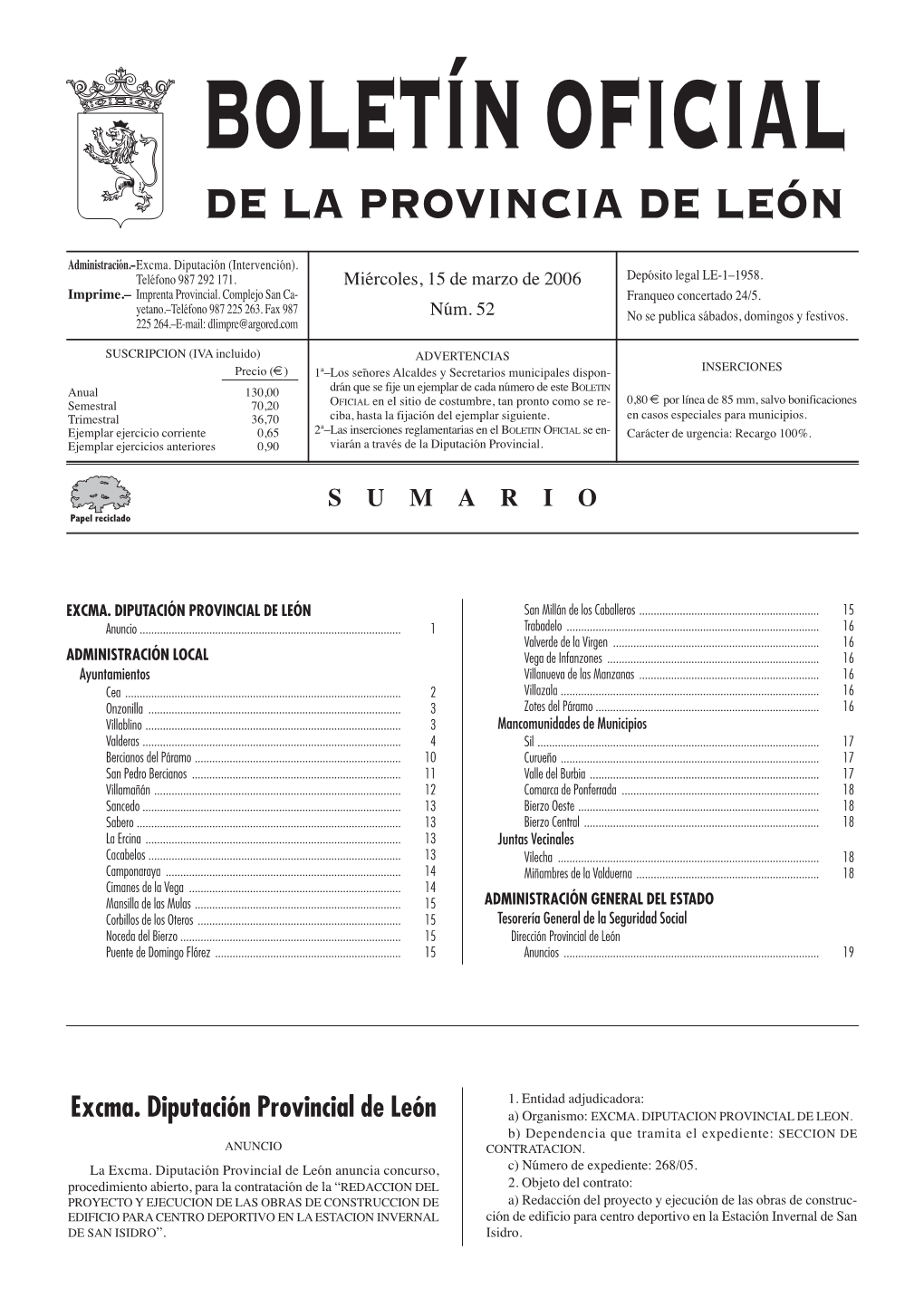 Boletín Oficial De La Provincia De León