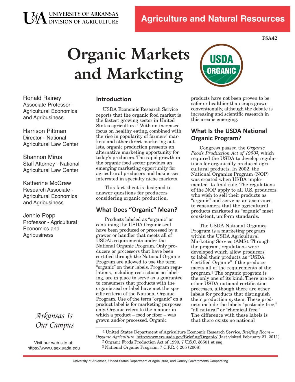 Organic Markets and Marketing