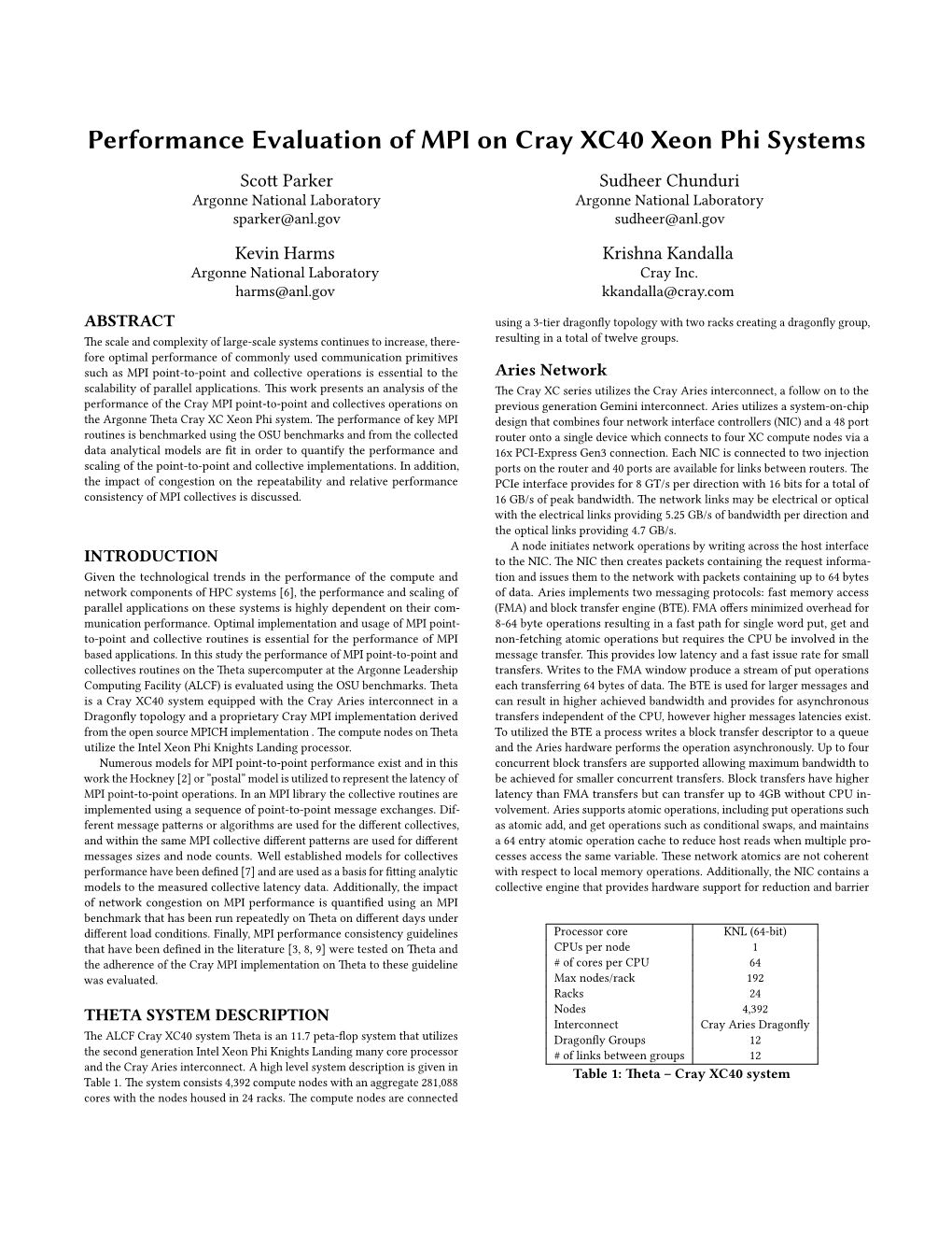 Performance Evaluation of MPI on Cray XC40 Xeon Phi Systems