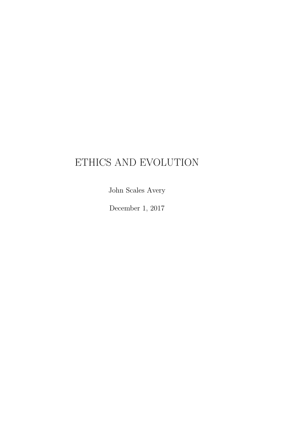 Ethics and Evolution