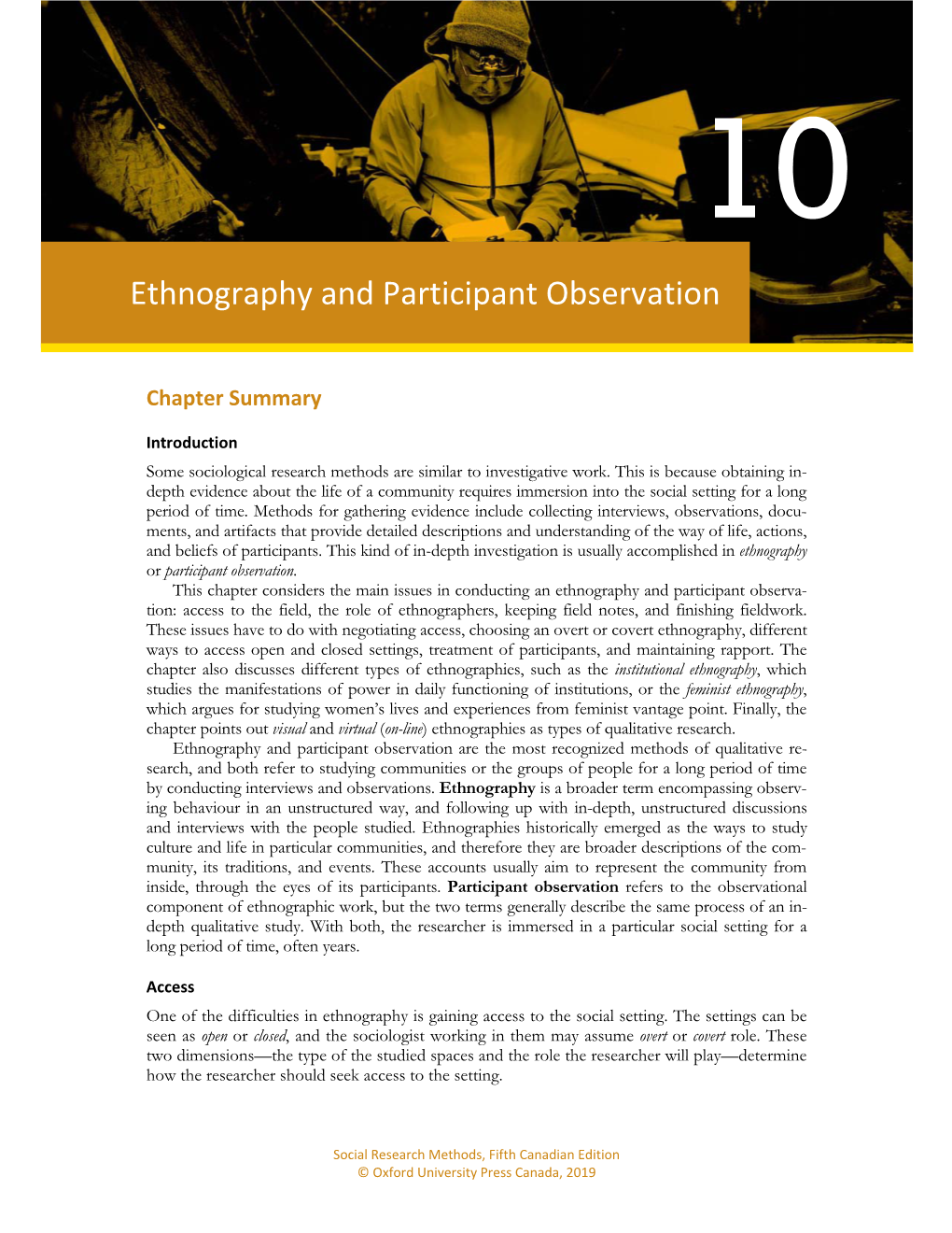 Ethnography and Participant Observation