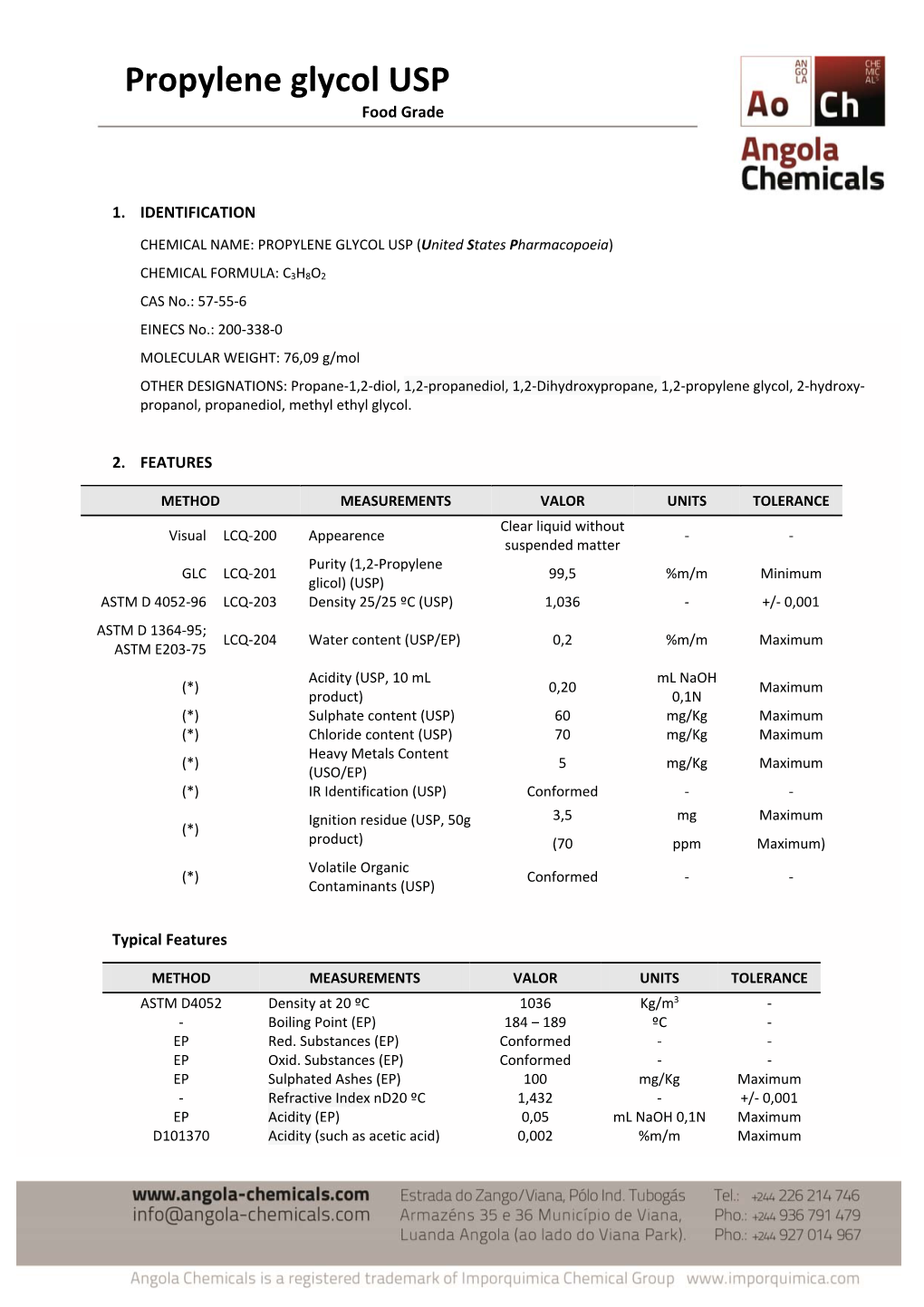 Propylene Glycol USP Food Grade