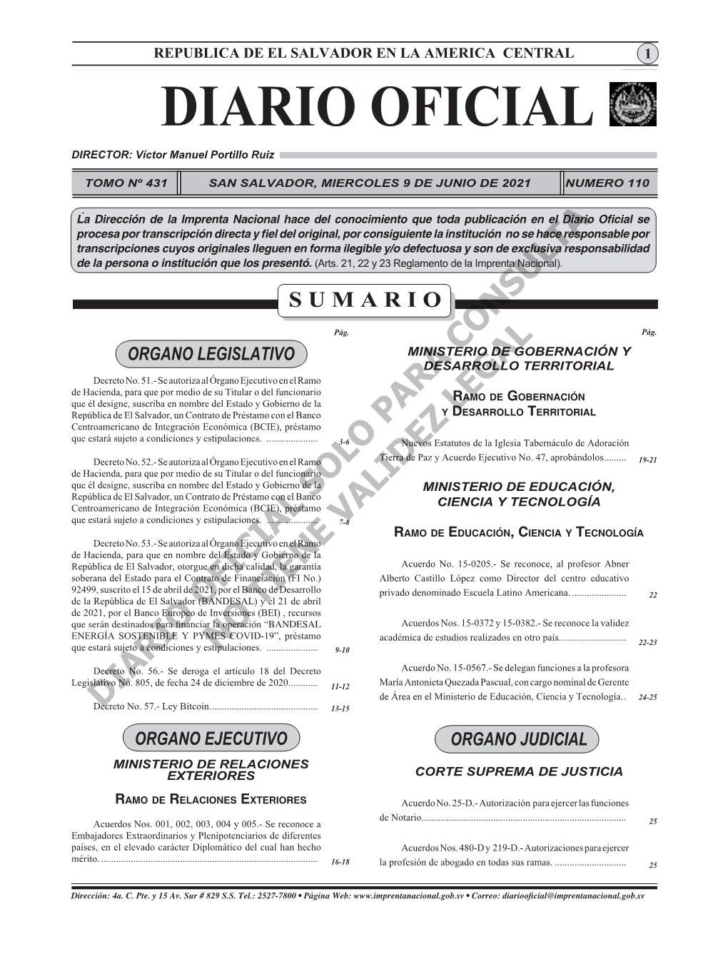 Diario Oficial 9 De Junio De 2021.Indd