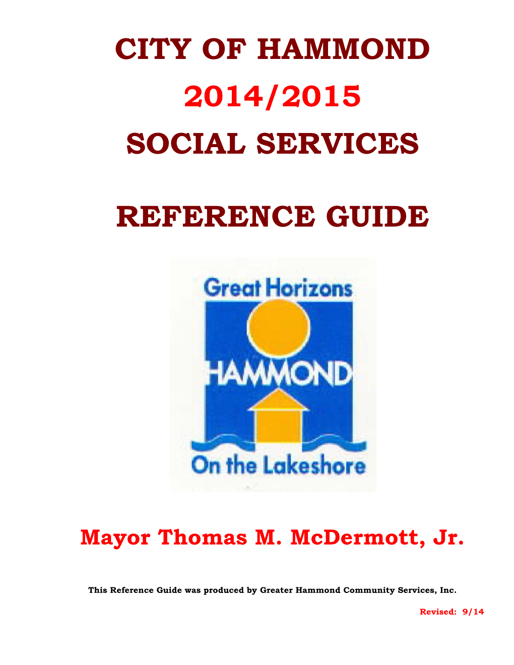 City of Hammond 2014/2015 Social Services Reference