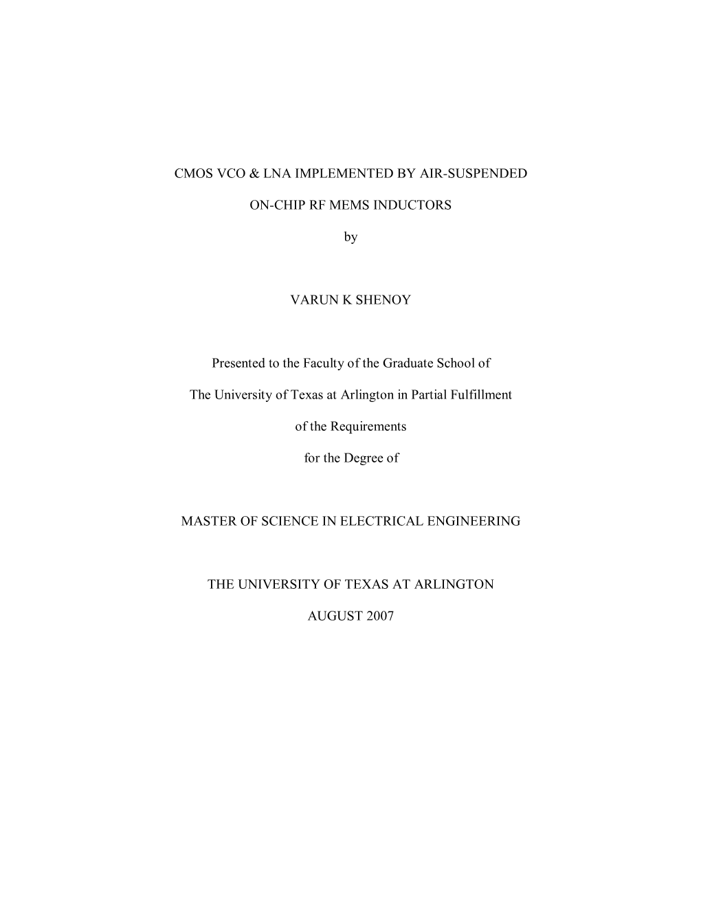 Cmos Vco & Lna Implemented by Air-Suspended