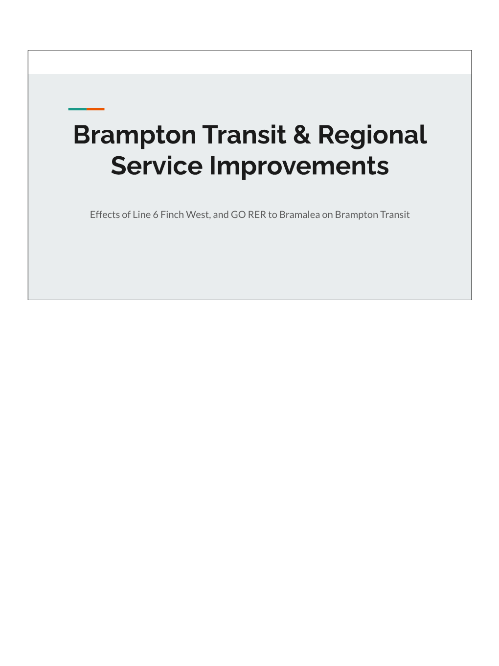Brampton Transit & Regional Service Improvements