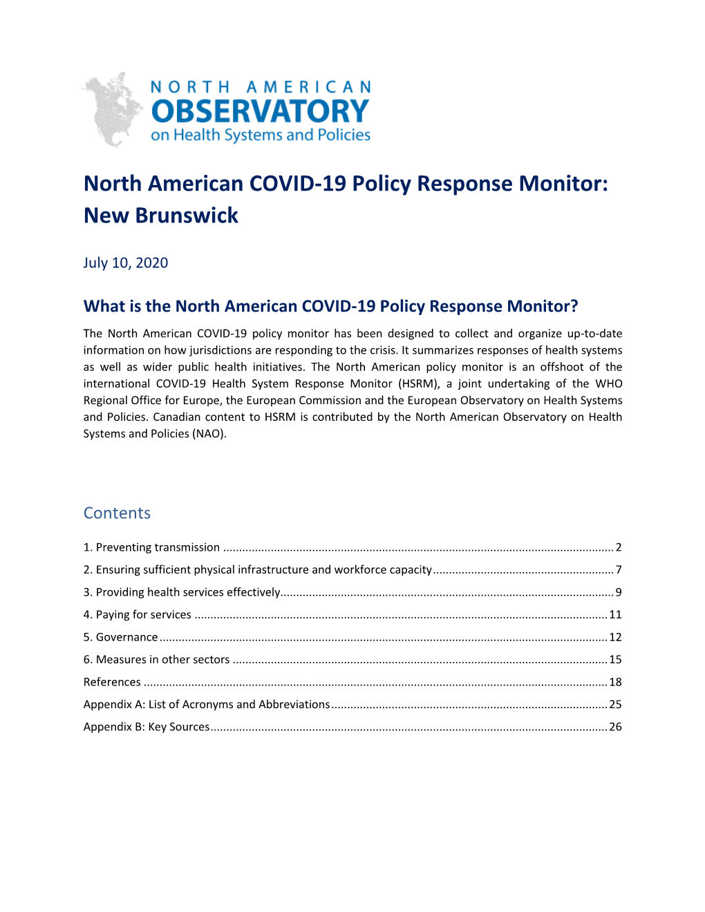 North American COVID-19 Policy Response Monitor: New Brunswick