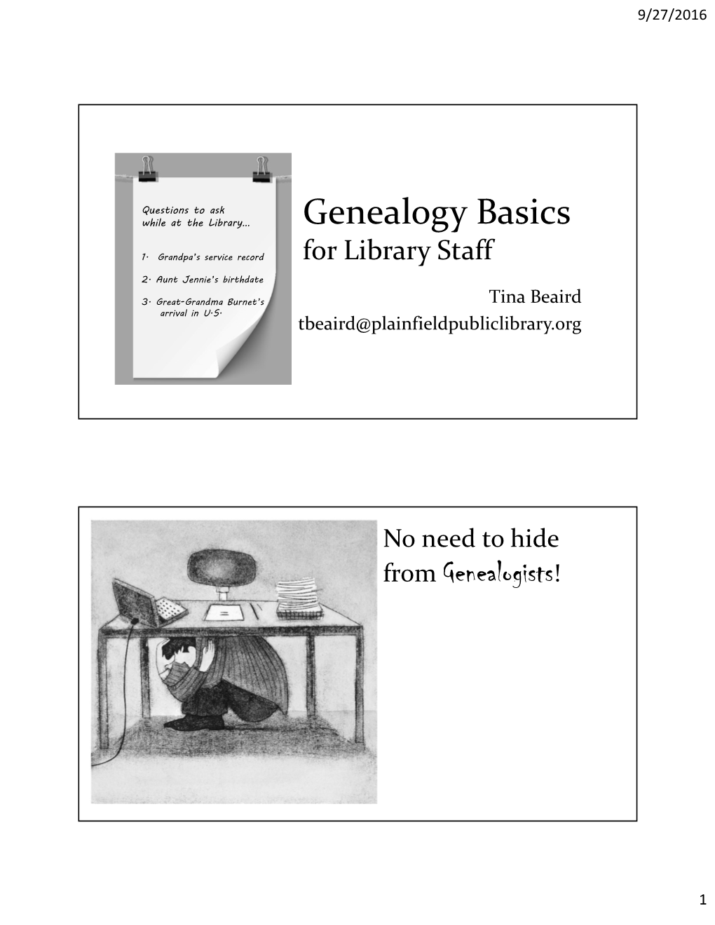 Genealogy Basics for Library Staff