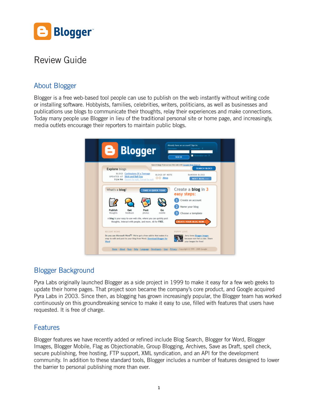 Blogger Overview