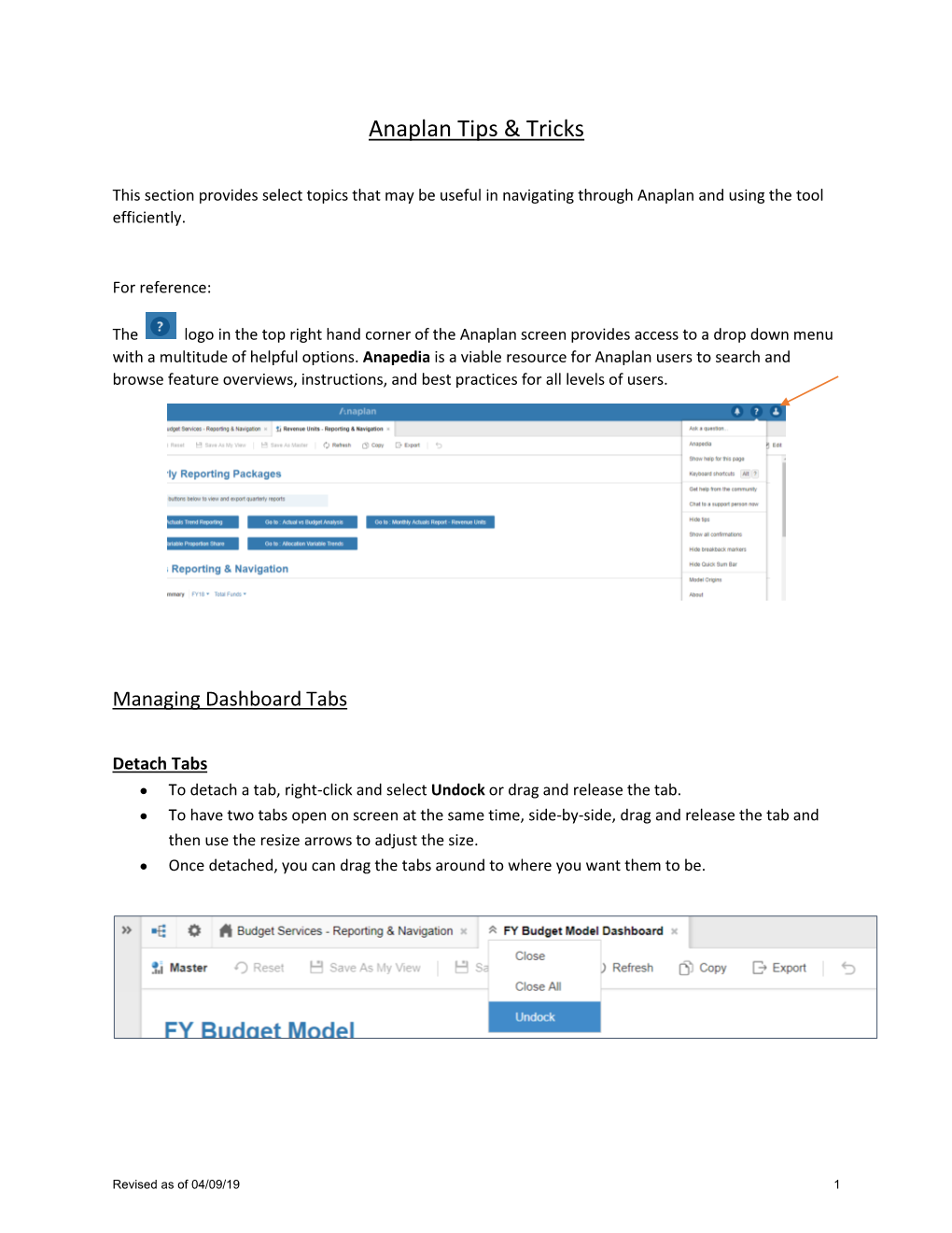 Anaplan Tips & Tricks