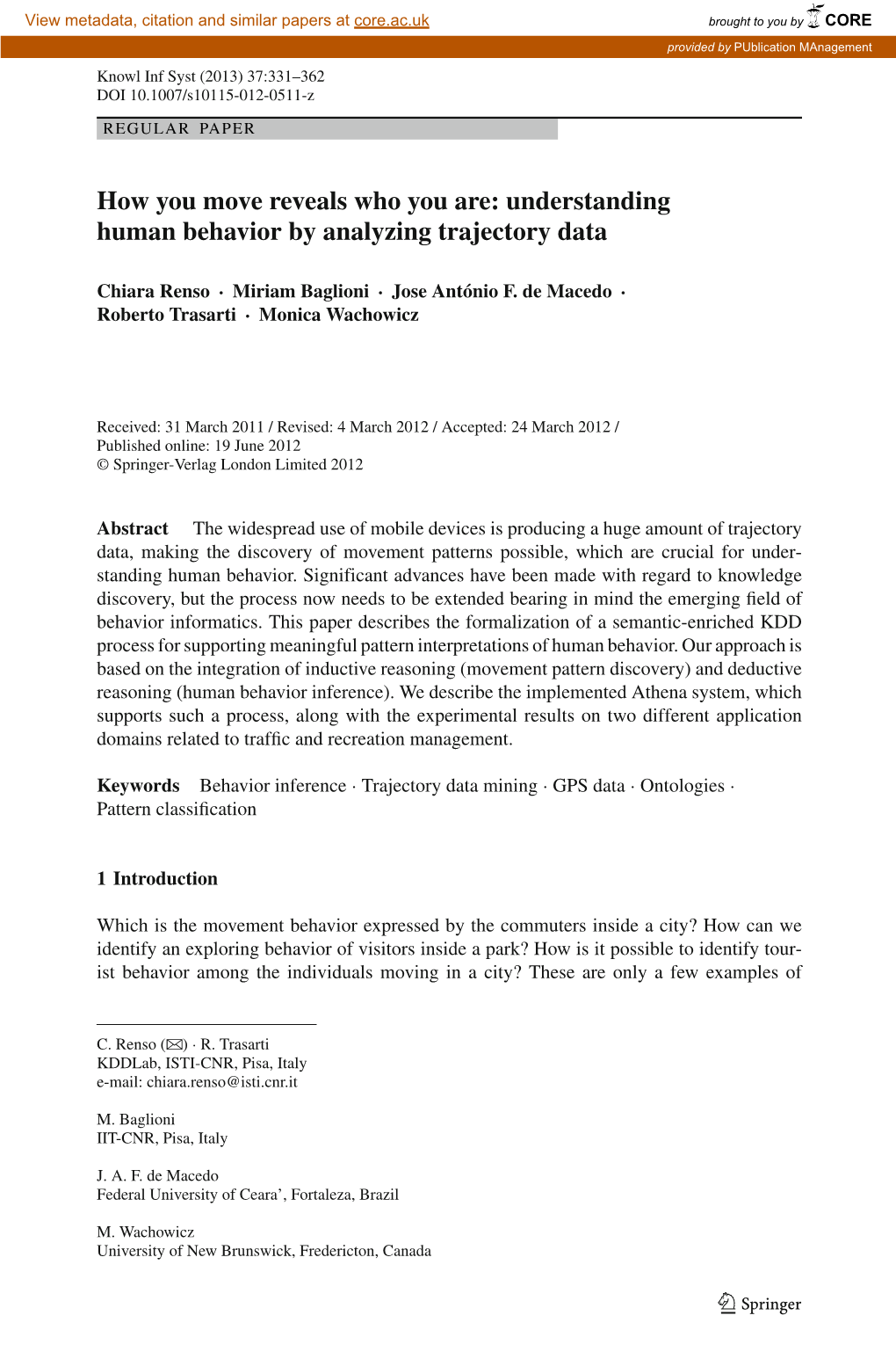 Understanding Human Behavior by Analyzing Trajectory Data