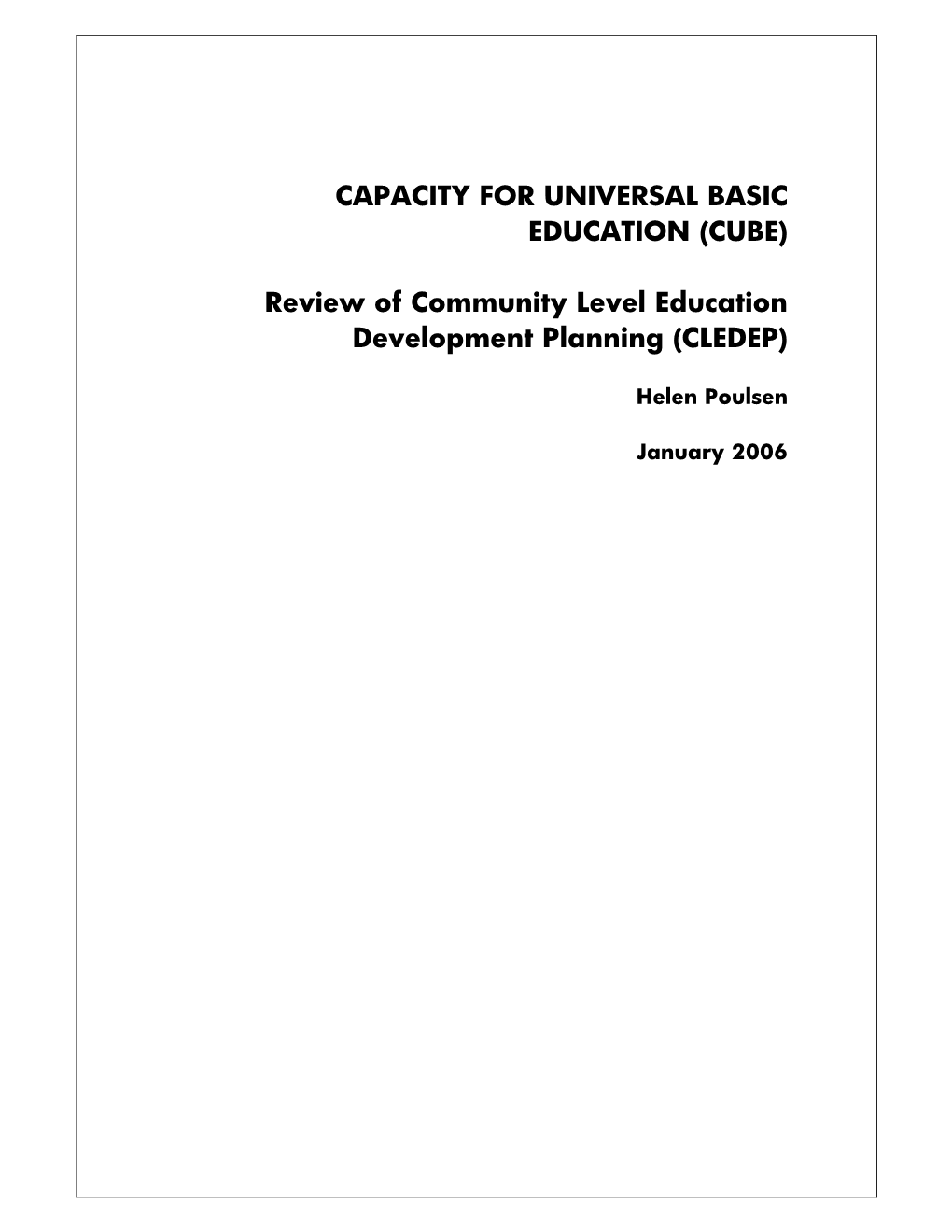 Capacity for Universal Basic Education (Cube)