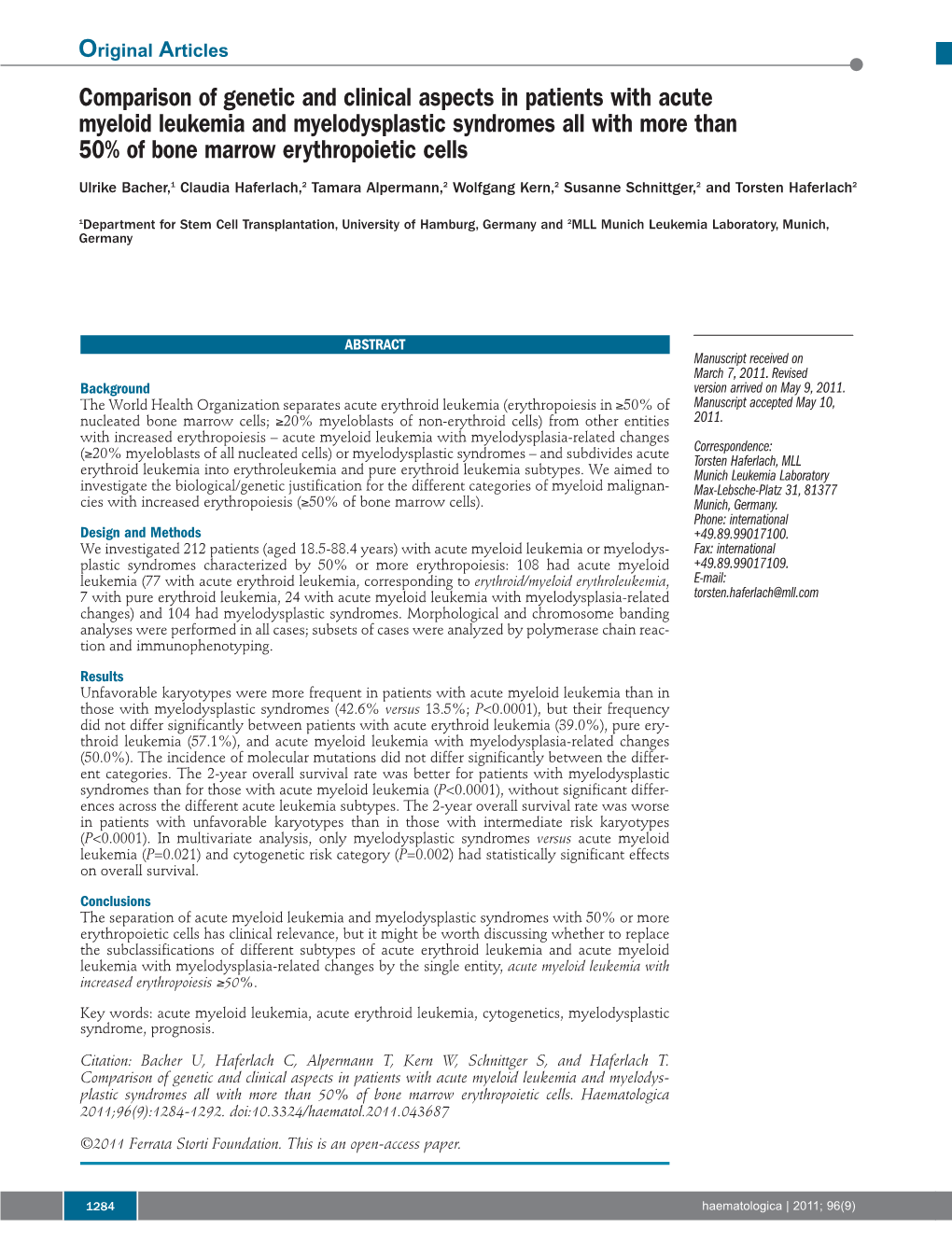 Comparison of Genetic and Clinical Aspects in Patients with Acute Myeloid Leukemia and Myelodysplastic Syndromes All with More T