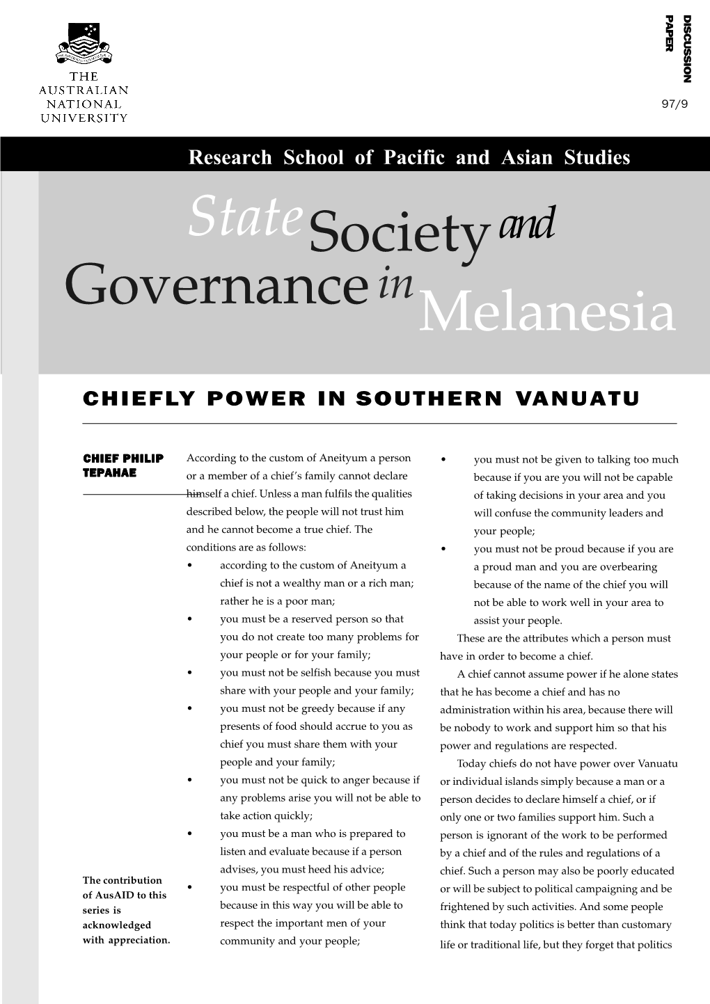 State Societyand Melanesia Governance