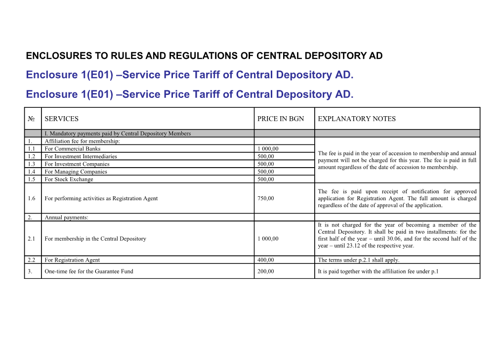 Enclosures To Rules And Regulations Of Central Depository Ad