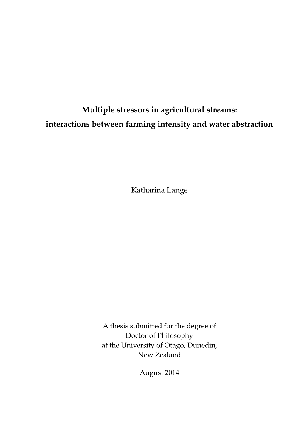 Multiple Stressors in Agricultural Streams: Interactions Between Farming Intensity and Water Abstraction