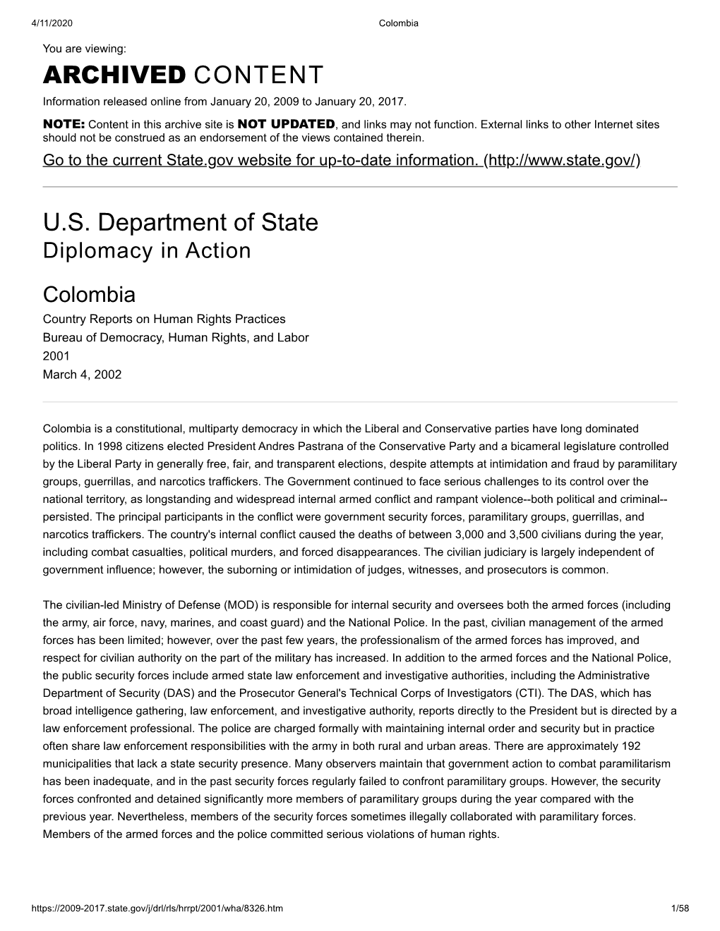 US Department of State ARCHIVED CONTENT