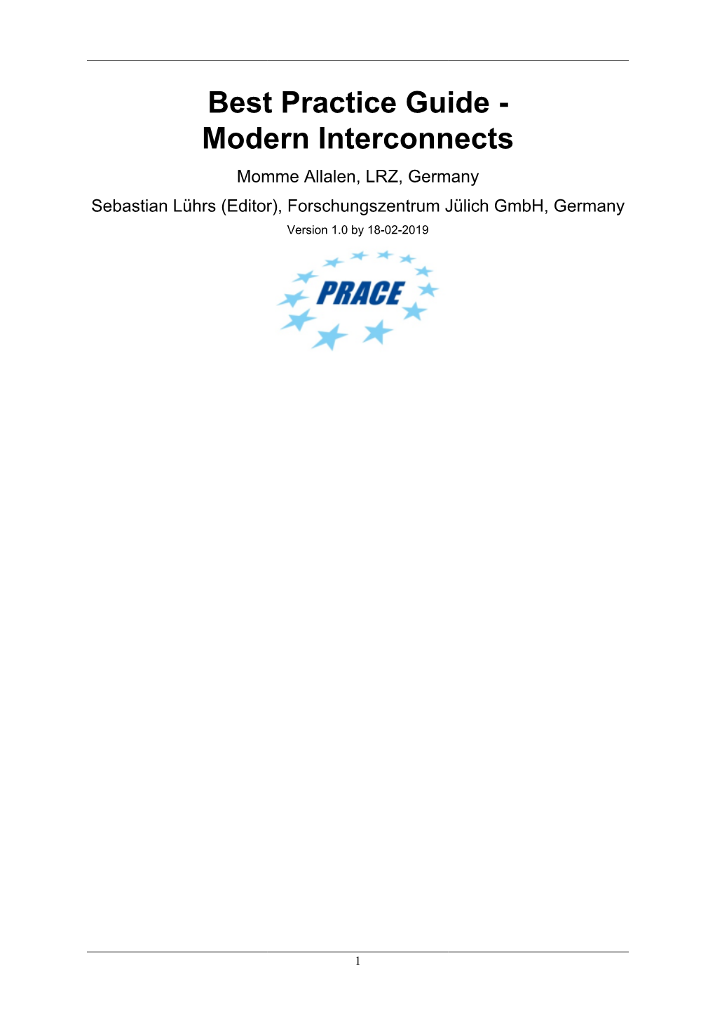 PRACE Best Practice Guide of Modern Interconnects