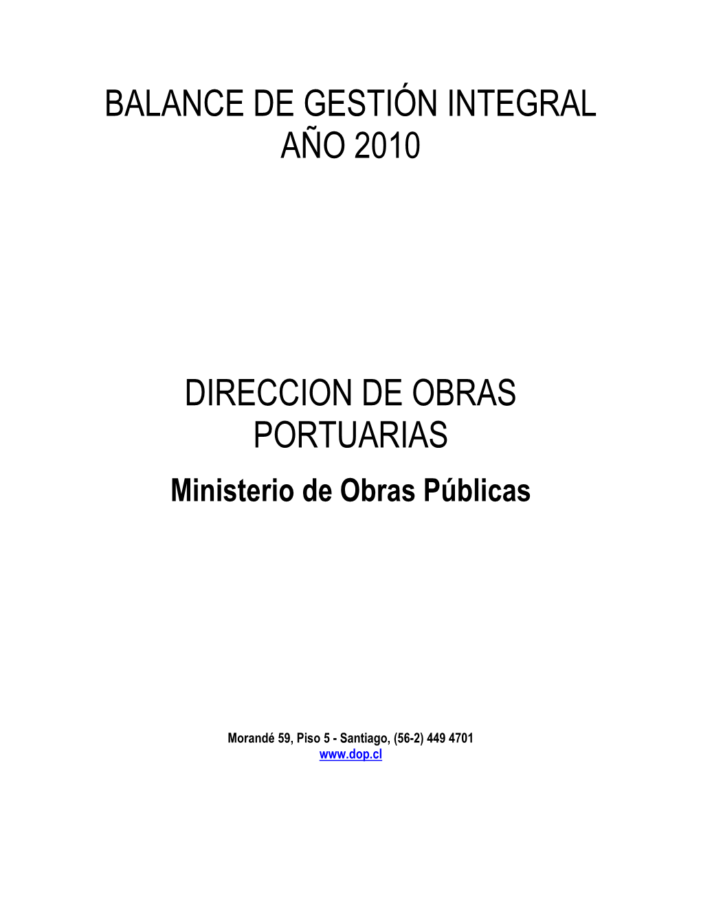 Balance De Gestión Integral Año 2010