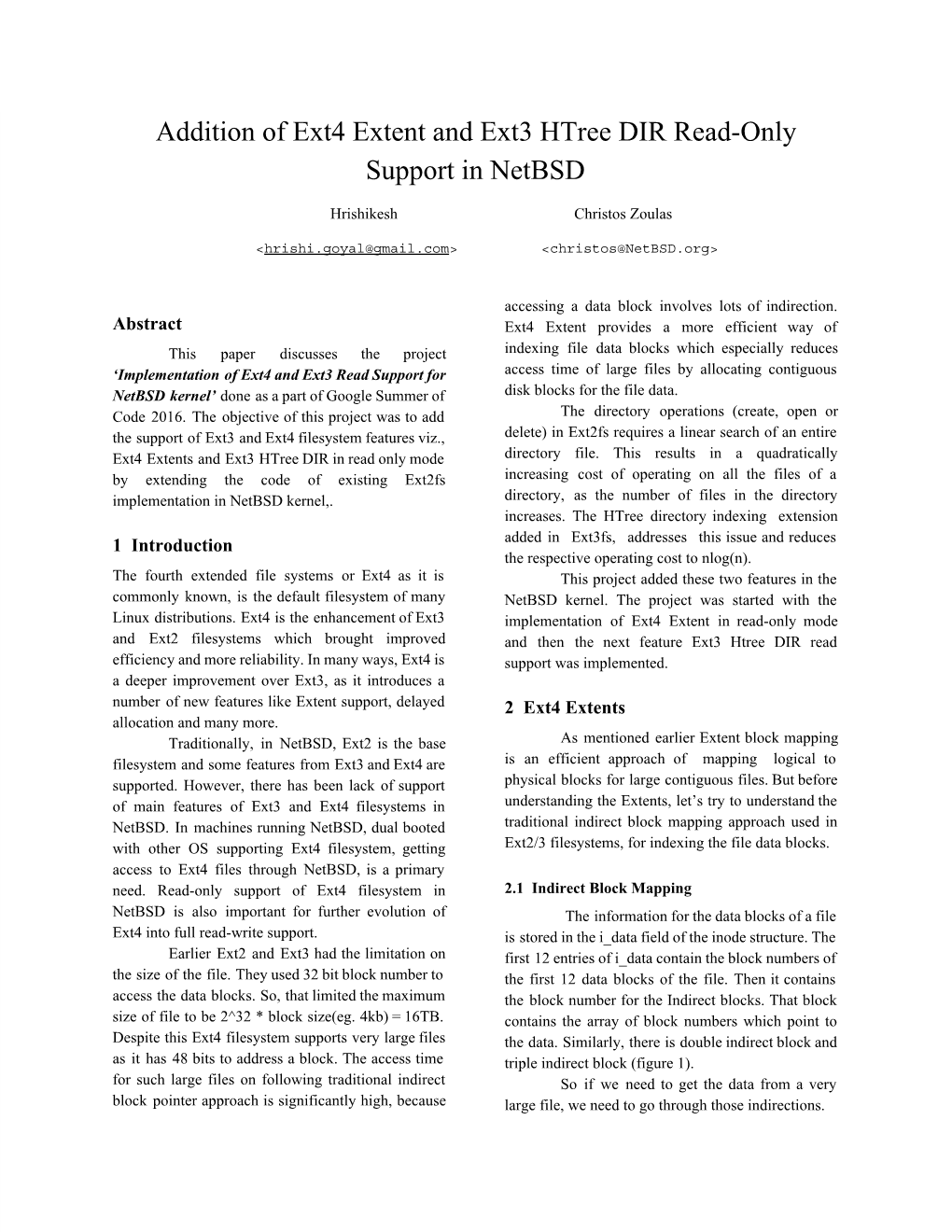 Addition of Ext4 Extent and Ext3 Htree DIR Read-Only Support in Netbsd