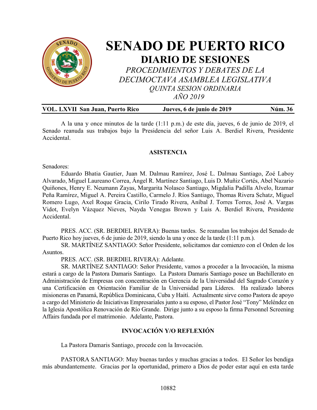 El Senador Vargas Vidot Ha Radicado Un Voto Explicativo En Torno Al P