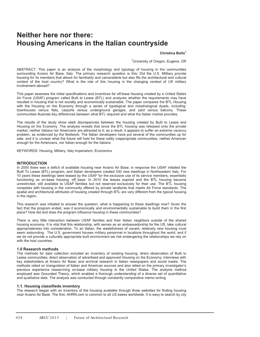 Housing Americans in the Italian Countryside