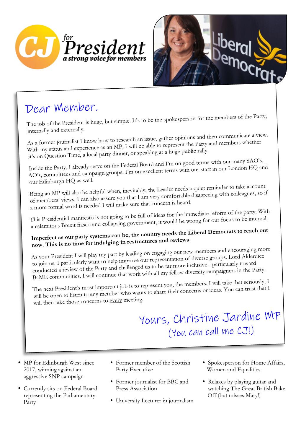 Dear Member, Yours, Christine Jardine MP