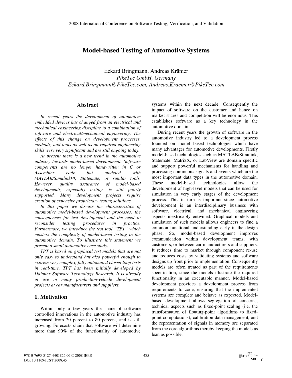 Model-Based Testing of Automotive Systems