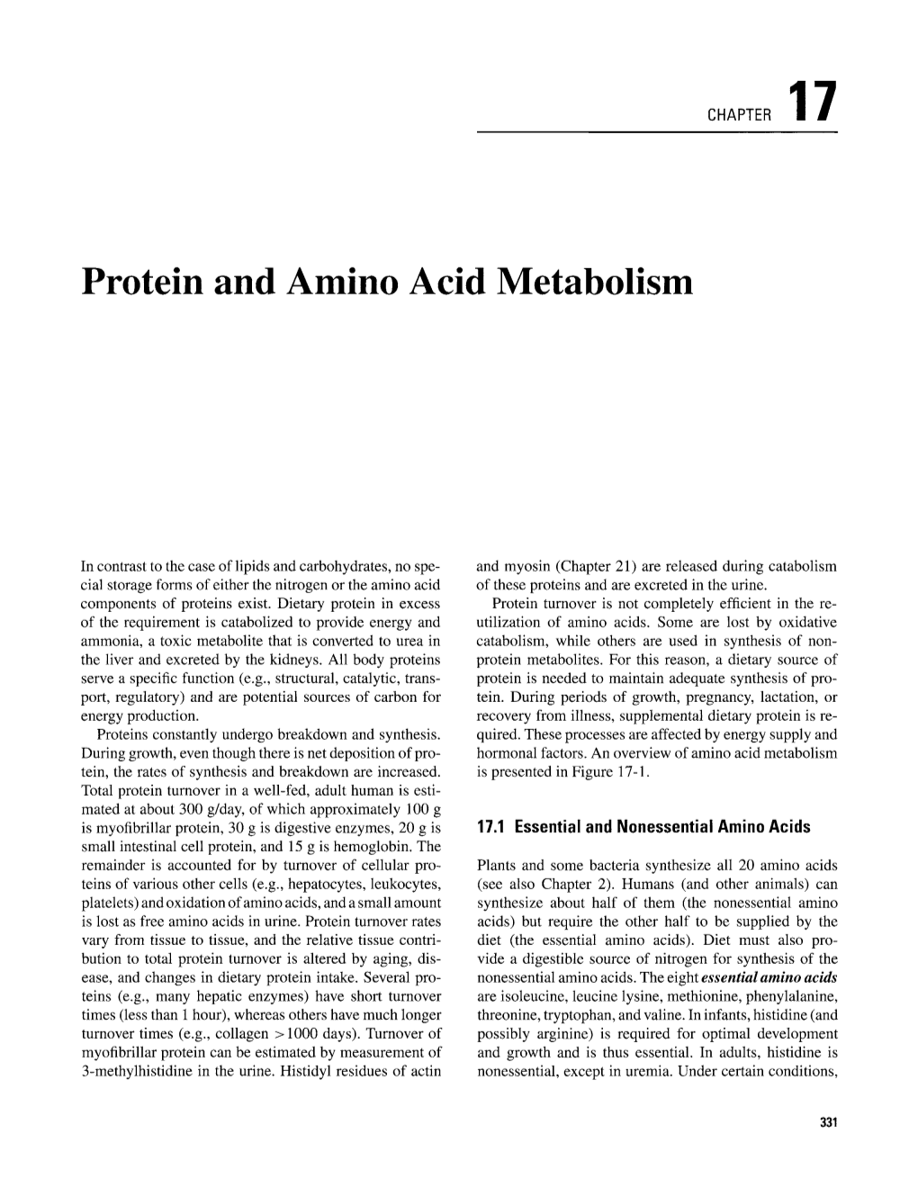 Protein and Amino Acid Metabolism