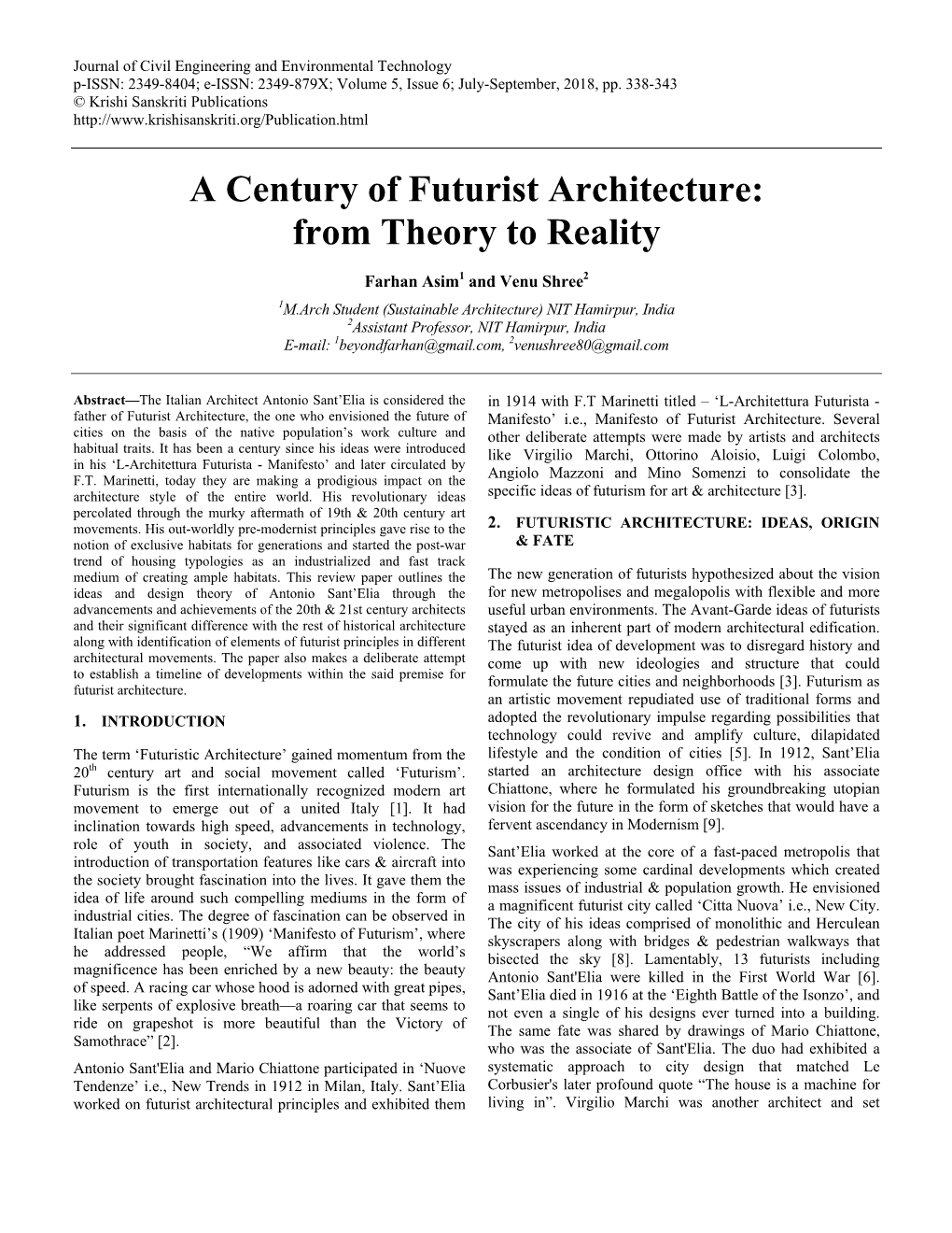 A Century of Futurist Architecture: from Theory to Reality