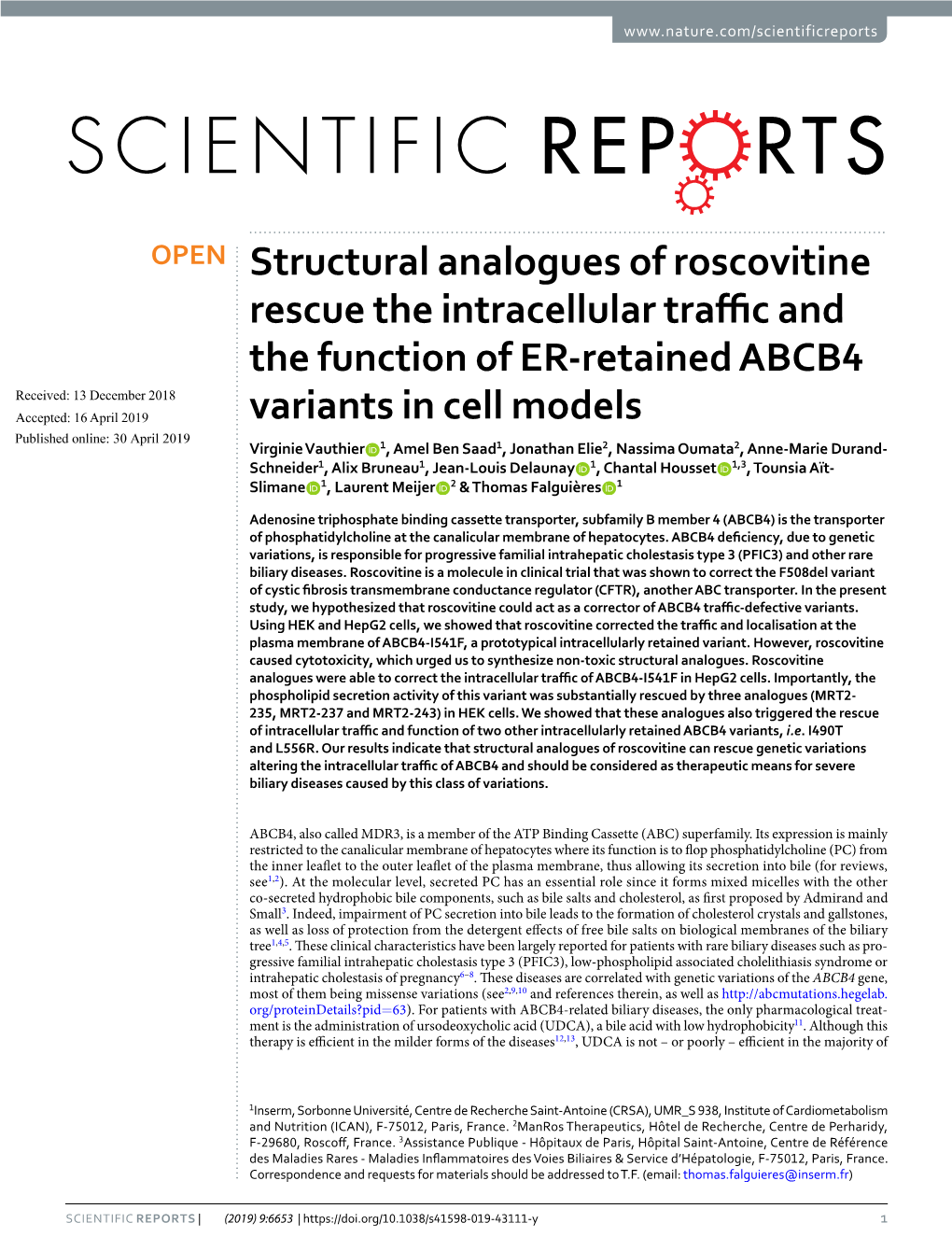 Structural Analogues of Roscovitine Rescue the Intracellular Traffic And