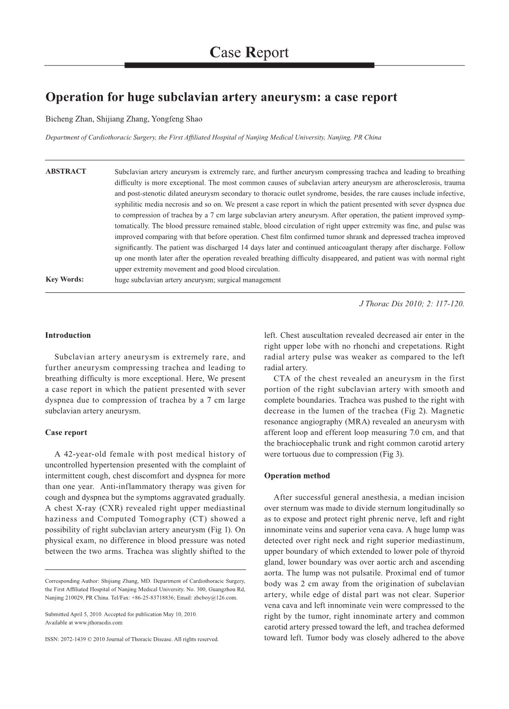 Operation for Huge Subclavian Artery Aneurysm: a Case Report