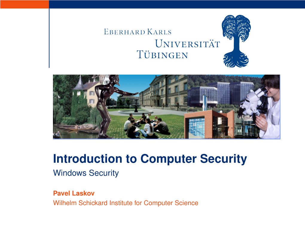 Introduction to Computer Security Windows Security
