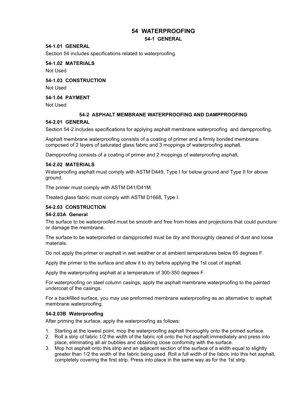 54-2 Asphalt Membrane Waterproofing and Dampproofing