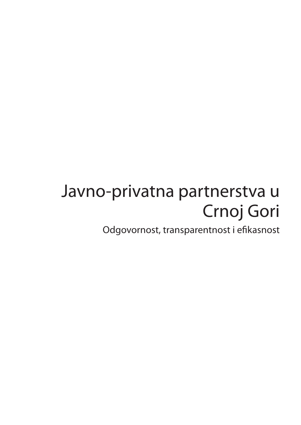 Javno-Privatna Partnerstva U Crnoj Gori