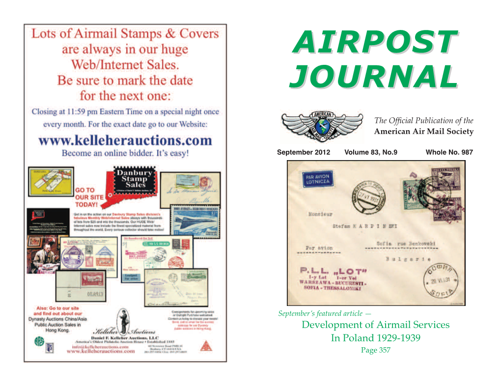 Airpost Journal — ARTICLES — Letter to Development of Airmail Services in Poland 1929-1939 Part 1: LOT Polish Airlines Domestic and International Routes
