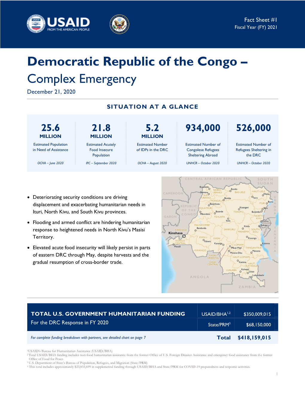 Democratic Republic of the Congo – Complex Emergency December 21, 2020