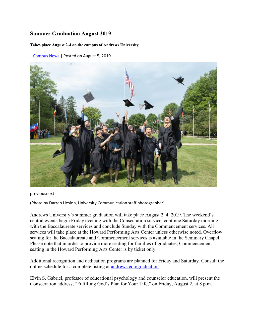 Summer Graduation August 2019