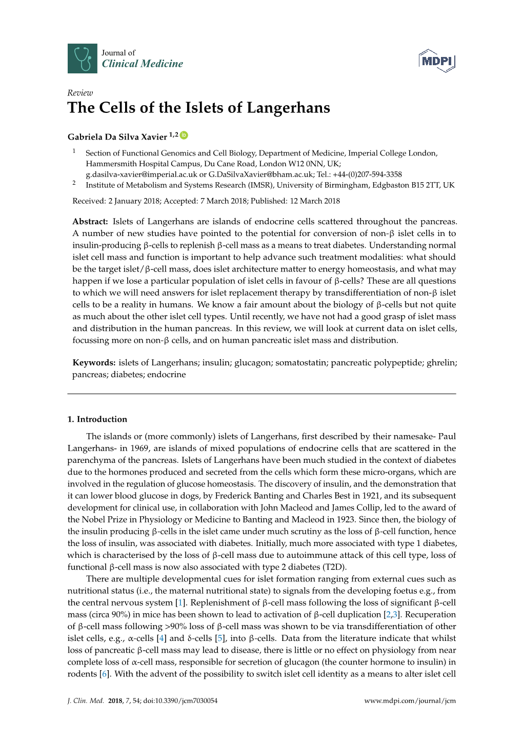 The Cells of the Islets of Langerhans