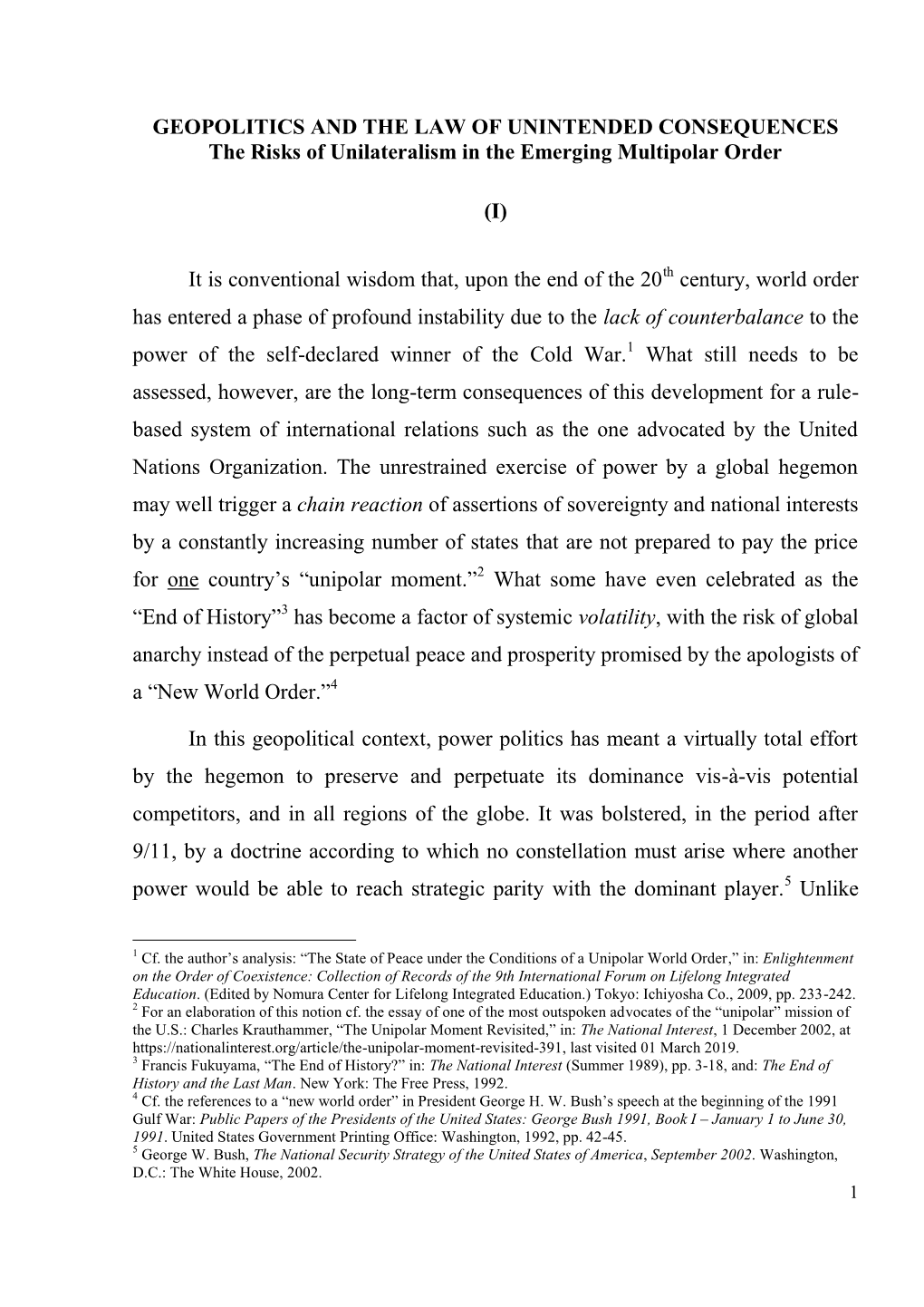 Hans Köchler, “The Politics of Global Powers,” In: the Global Community