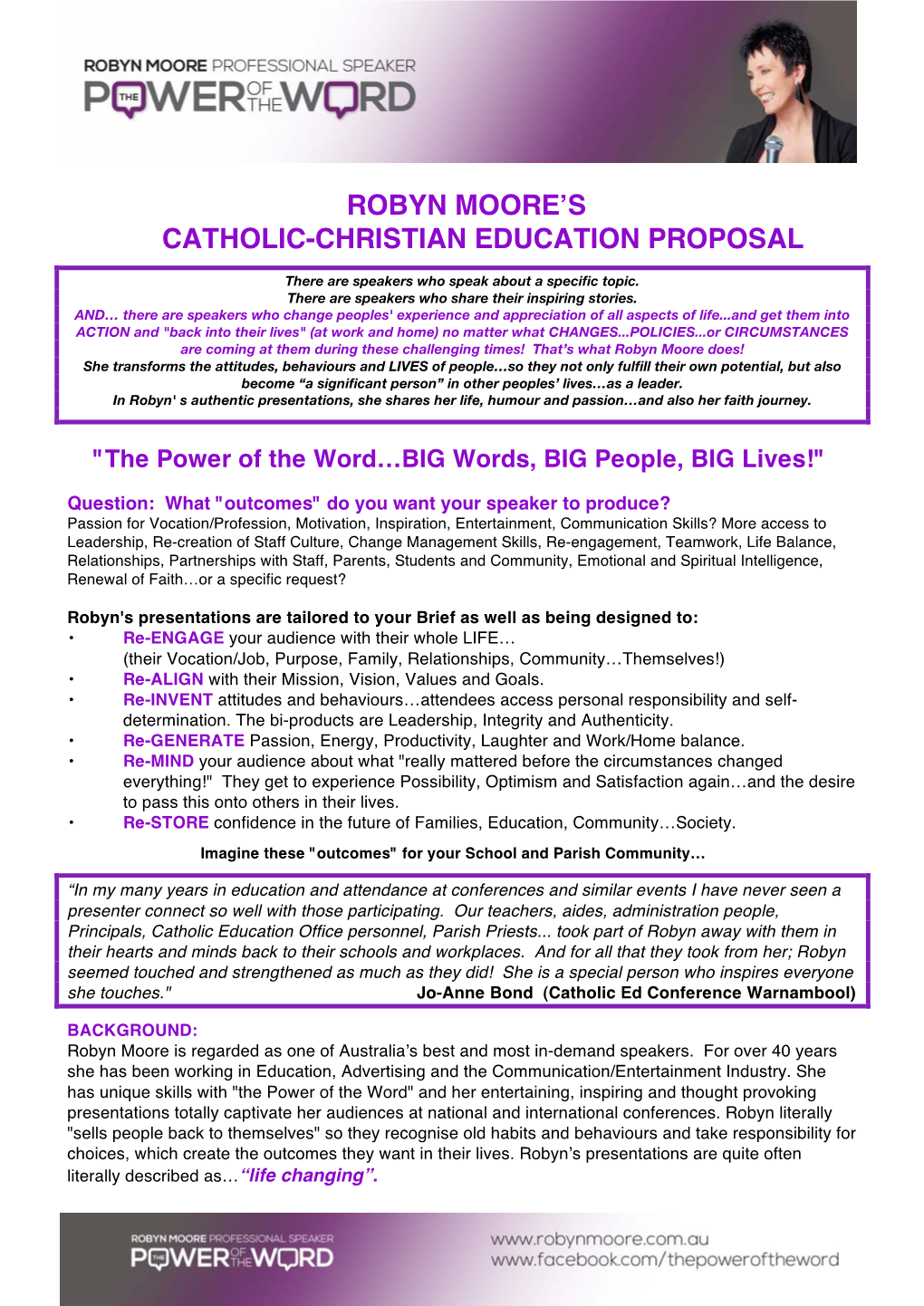 Robyn Moore's Catholic-Christian Education Proposal