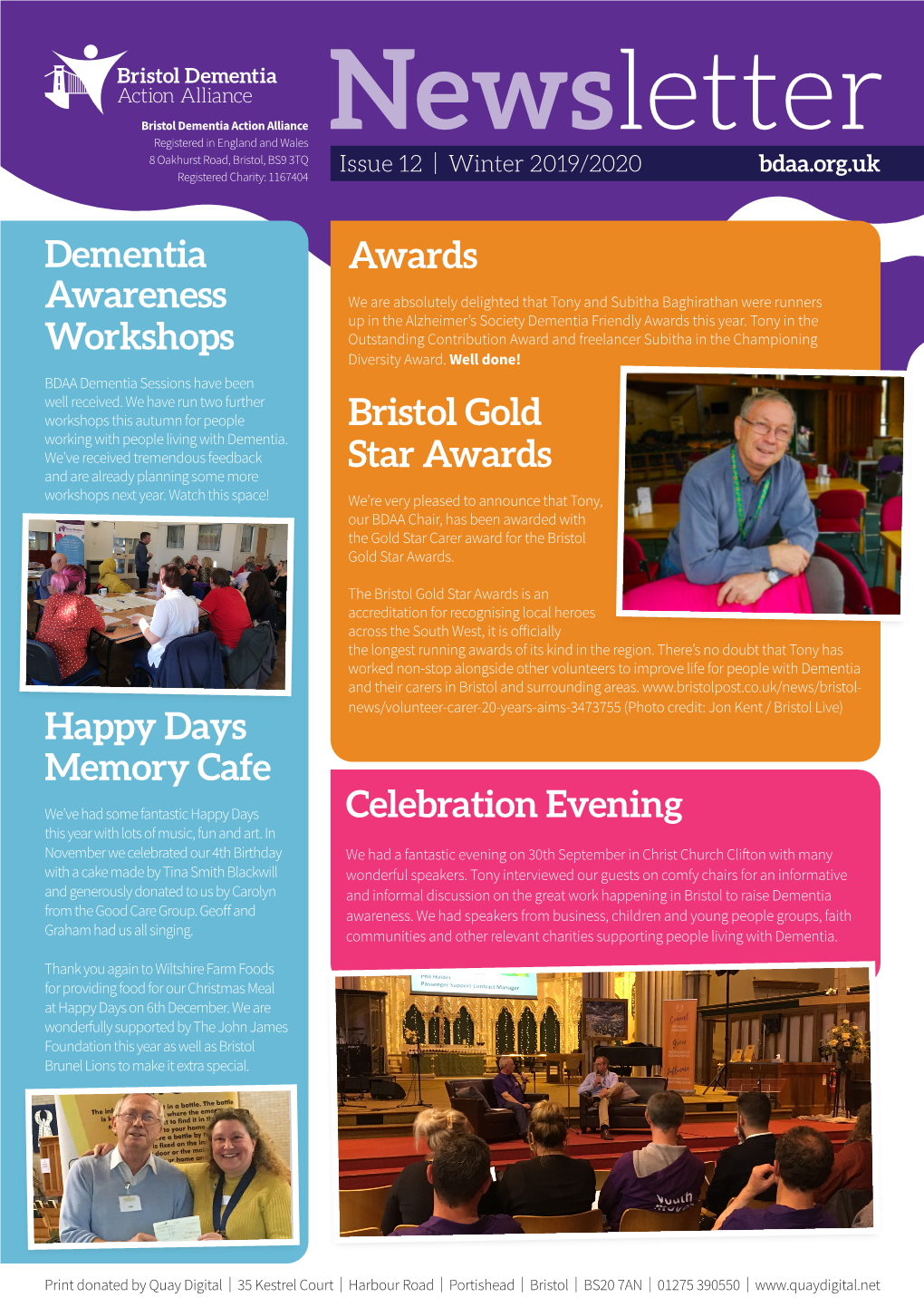 Dementia Awareness Workshops Happy Days Memory Cafe Celebration Evening Awards Bristol Gold Star Awards