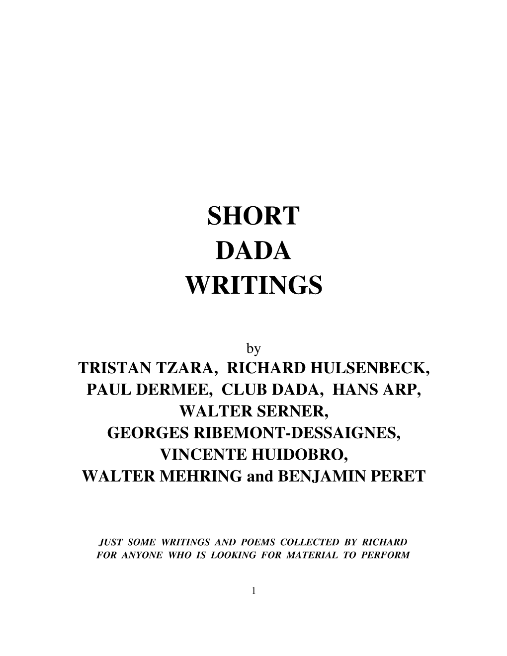 Short Dada Writings
