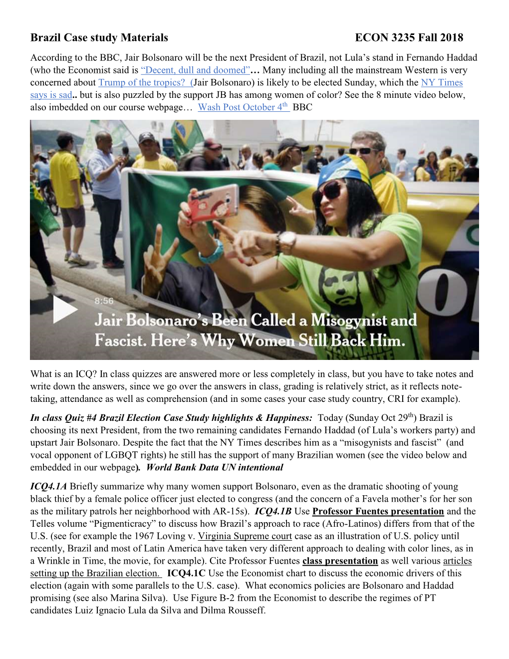 Brazil Case Study Materials ECON 3235 Fall 2018