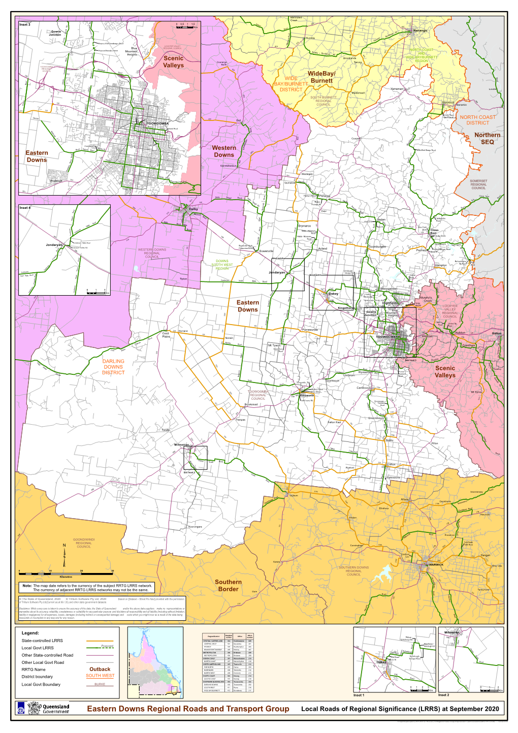 Eastern Downs Regional Roads and Transport Group Local Roads of Regional Significance (LRRS) at September 2020