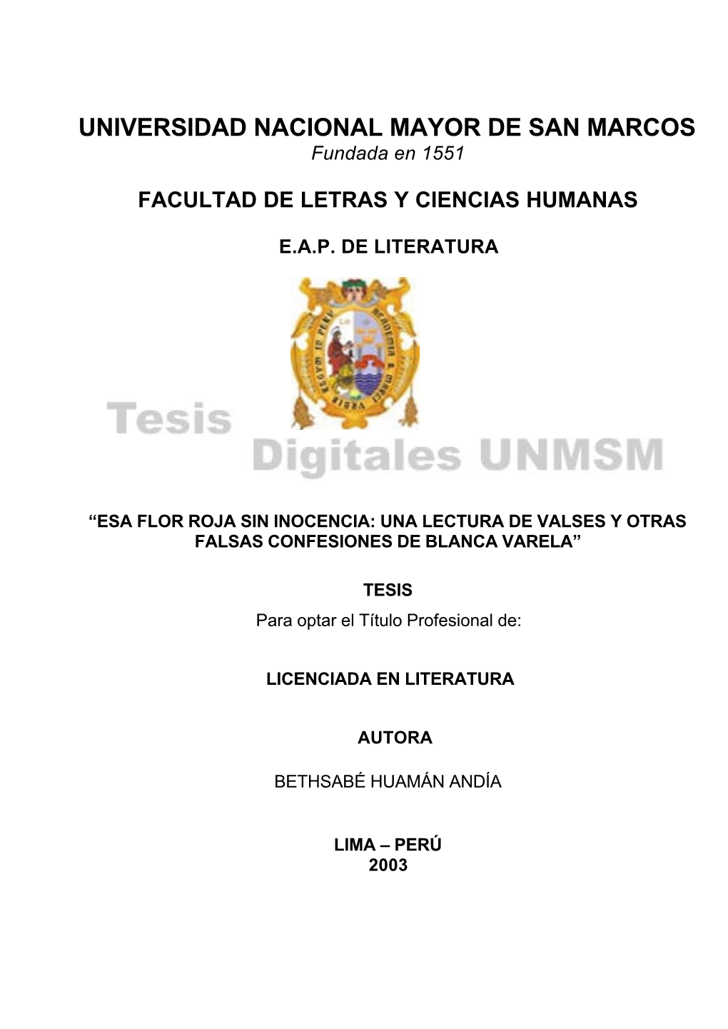 Facultad De Letras Y Ciencias Humanas