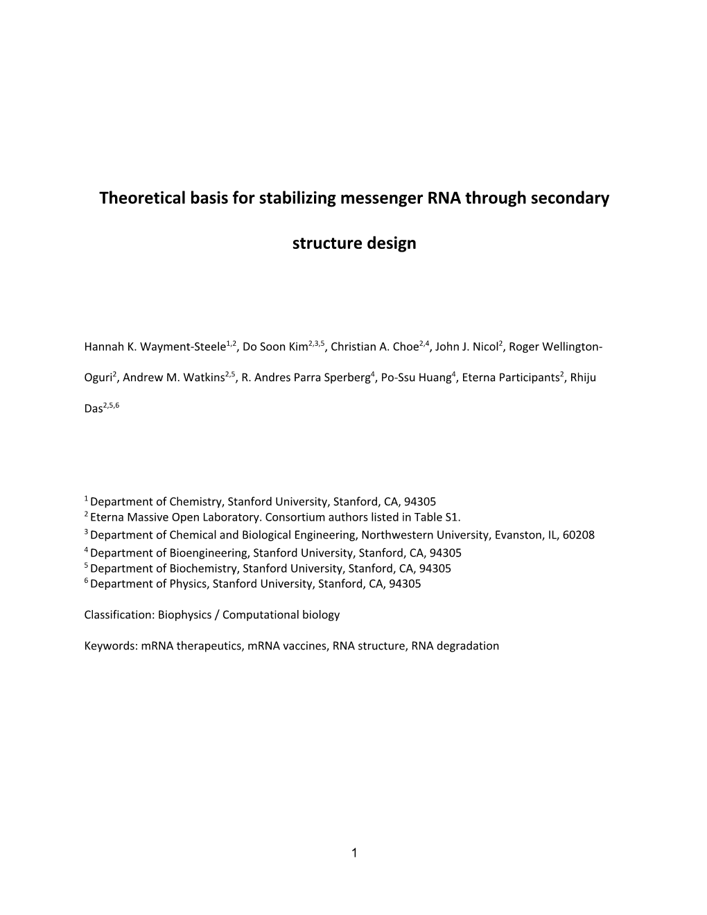 Theoretical Basis for Stabilizing Messenger RNA Through Secondary