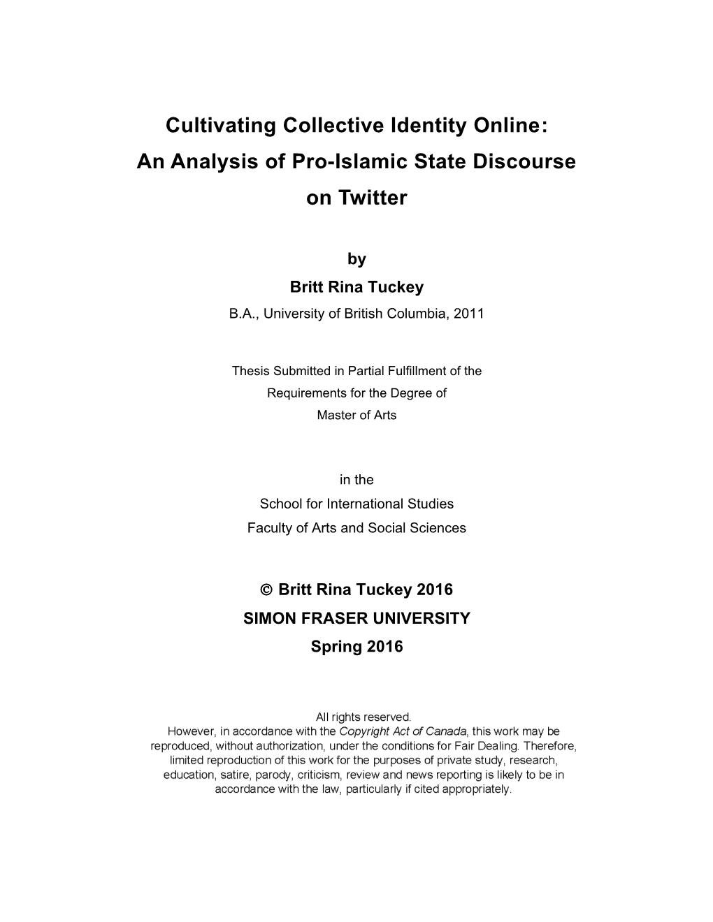 Cultivating Collective Identity Online: an Analysis of Pro-Islamic State Discourse on Twitter