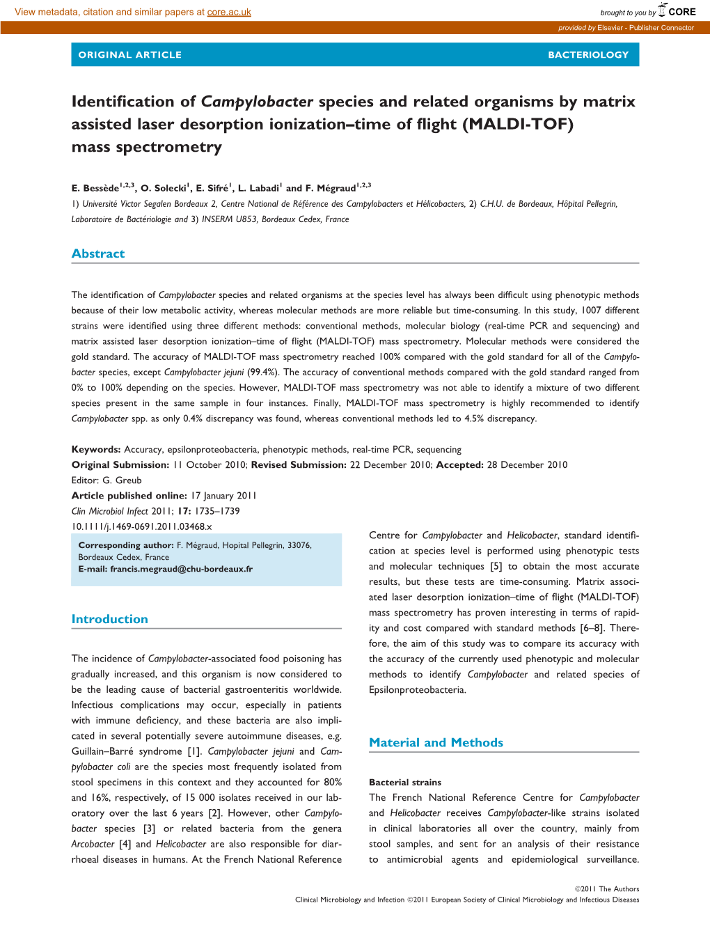 Identification of Campylobacter Species and Related